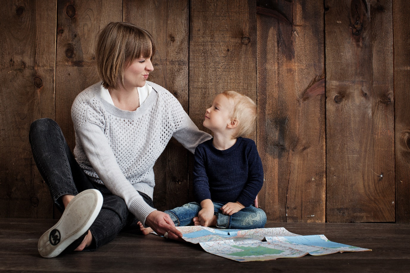 A woman sitting with her child 
