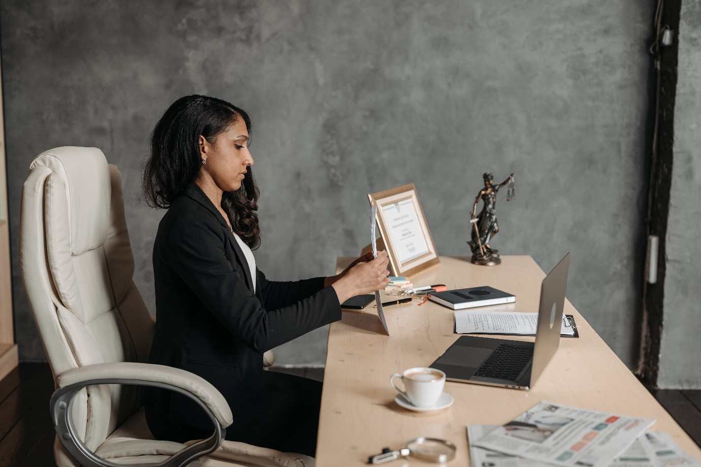 A family law attorney in her office 