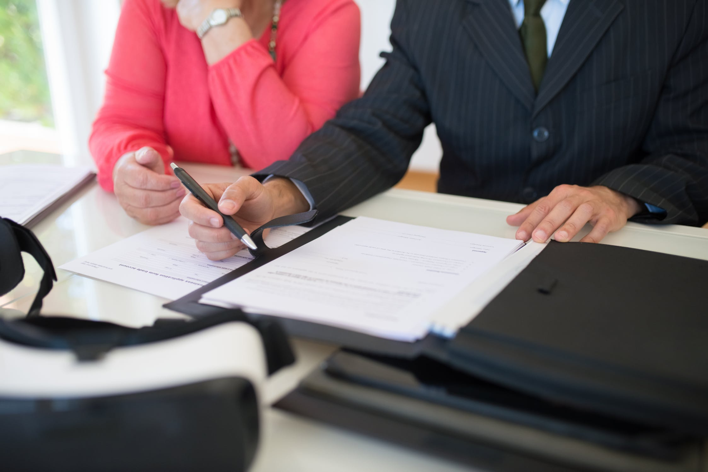 A couple reviewing their visitation agreement