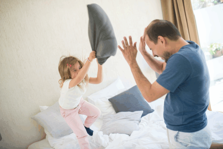 A girl angry at his father