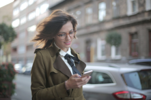 A woman using her phone