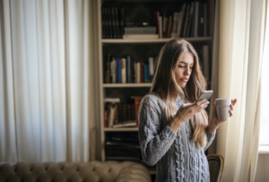 A woman using her phone