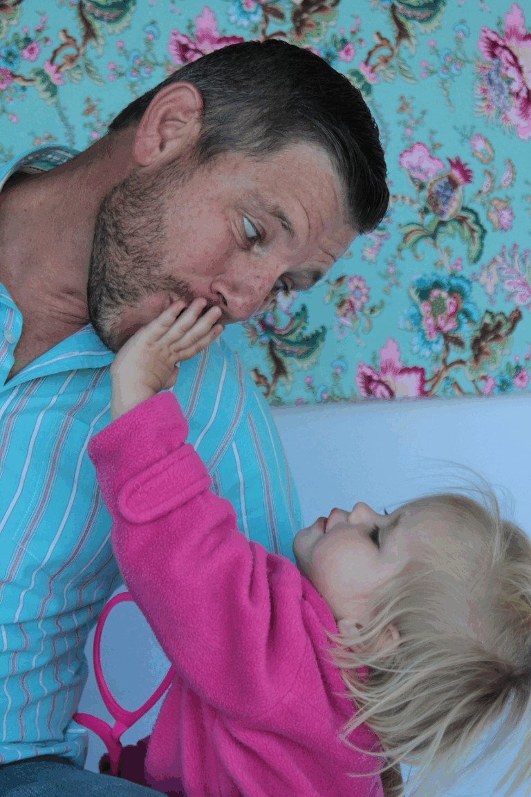 A father with her daughter