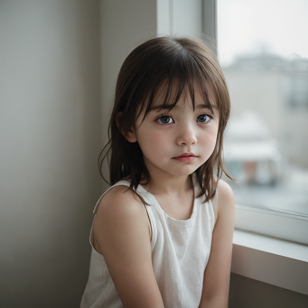 A little girl near a window