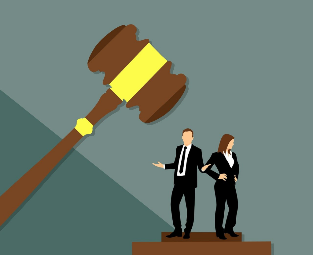3D image of a gavel and a couple