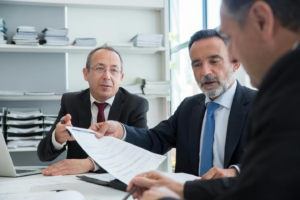  A personal injury lawyer in Houston with his client