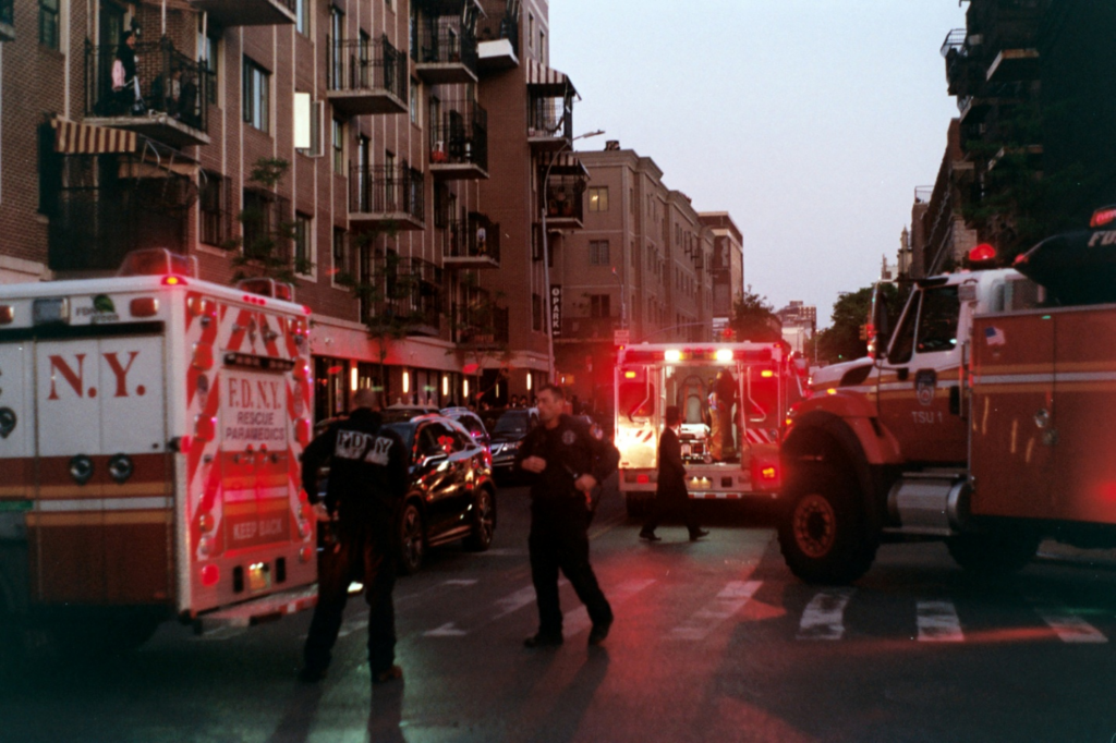 Emergency vehicles on the site of an accident