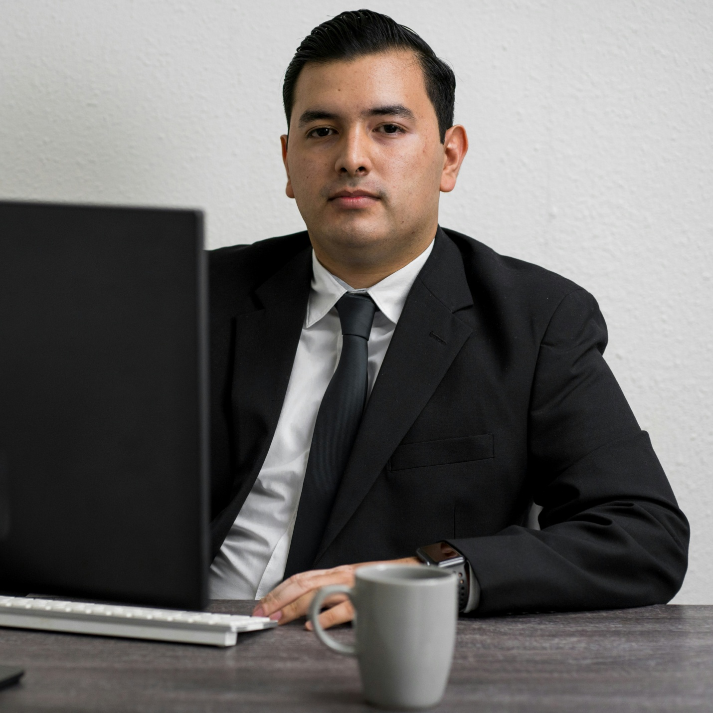 A personal injury lawyer in his office