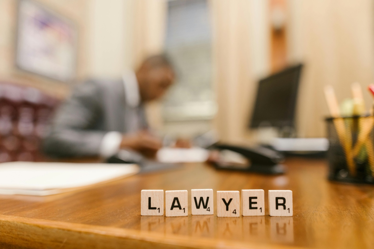  A personal injury attorney in his office