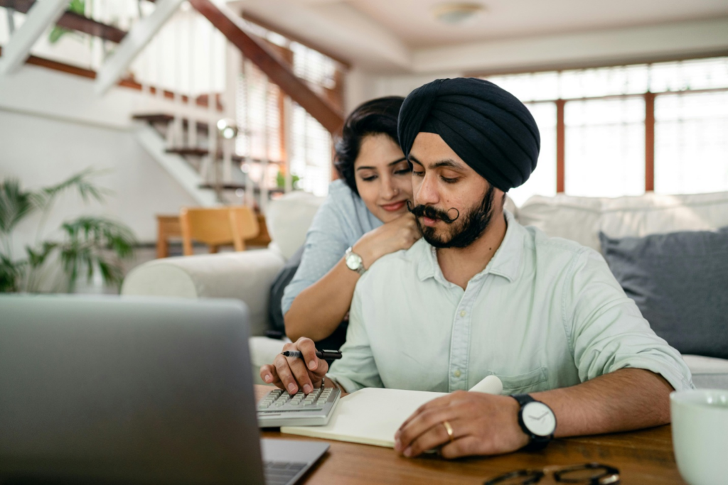 A couple doing calculations