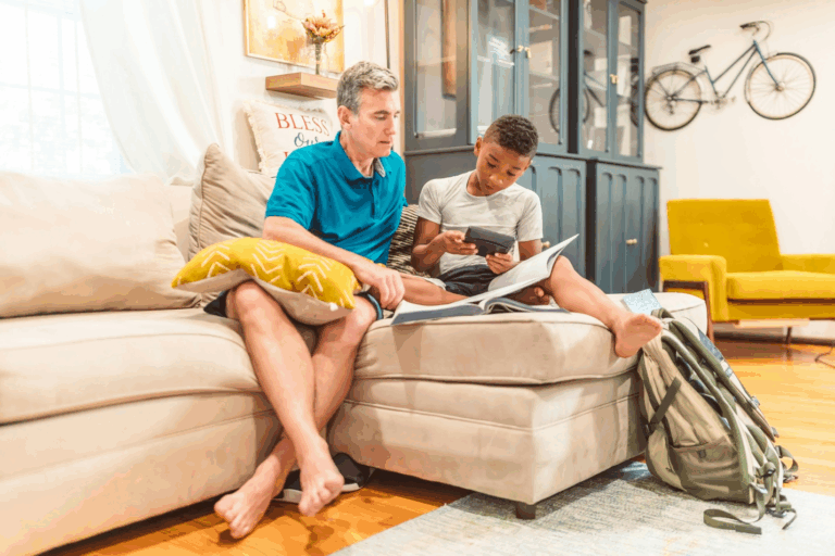 A father with his adopted son