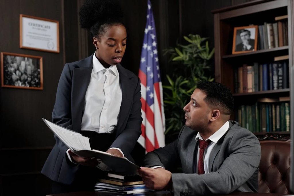 An image of lawyers in an office