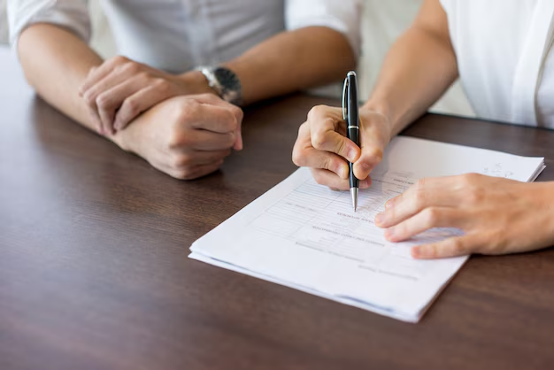 A woman signing a contract