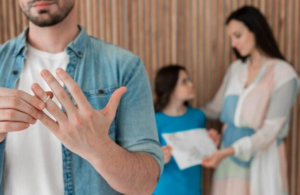 Parents reviewing a shared custody agreement