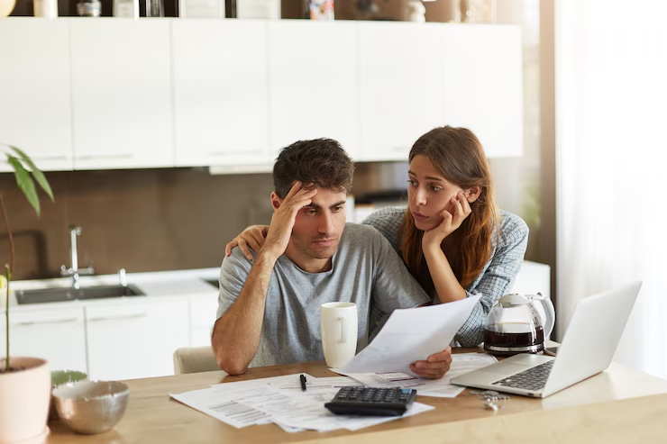 A couple reviewing documents
