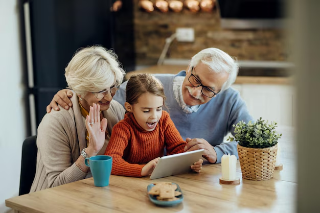 Grandparents with their granddaughter