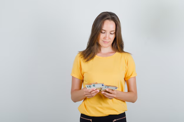 A woman counting cash