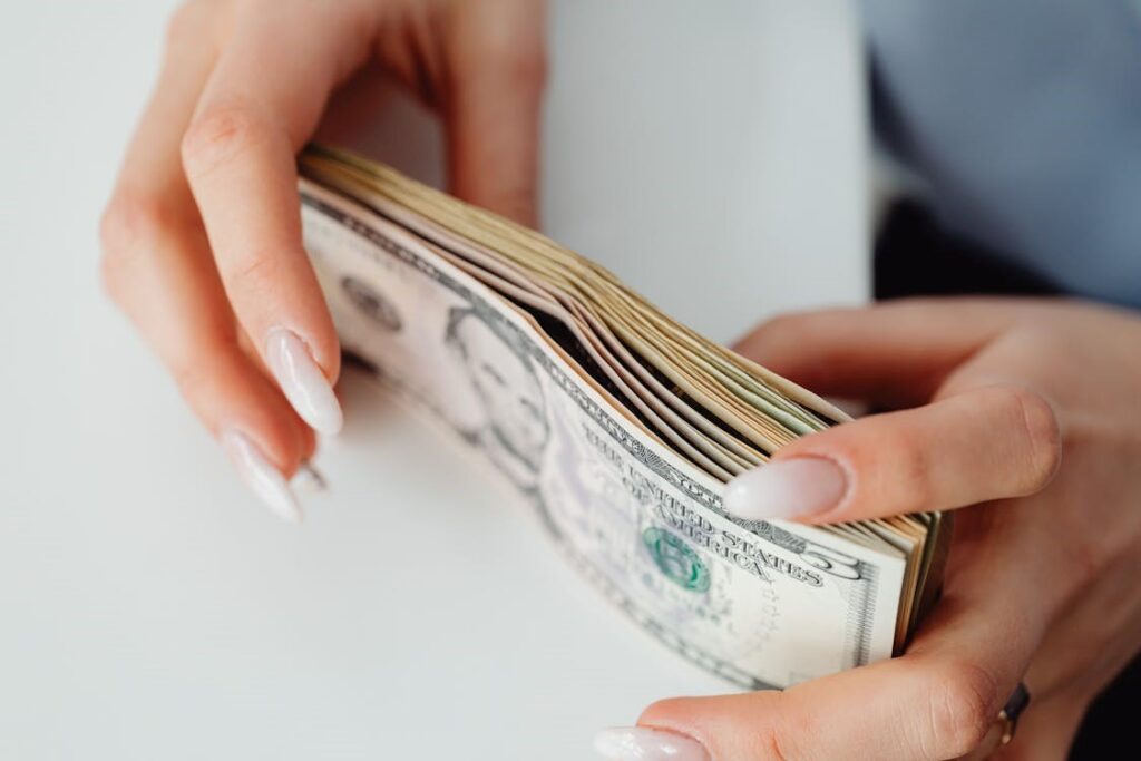 A woman with money.