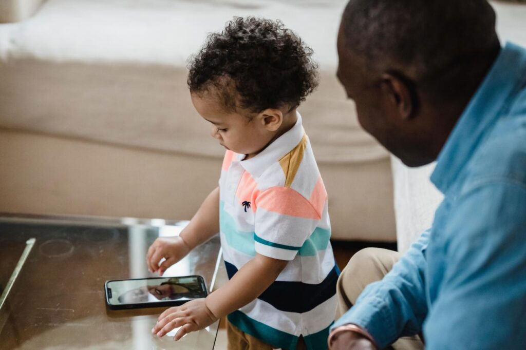 A kid on a video call