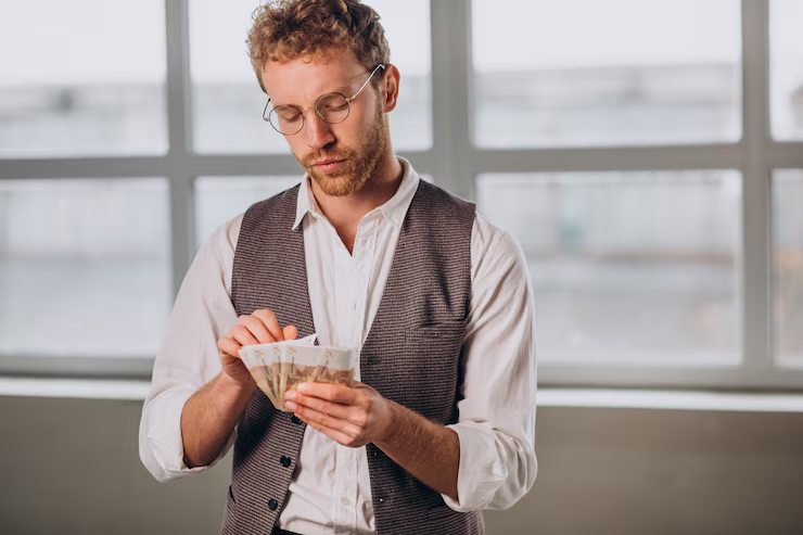 A person counting bills