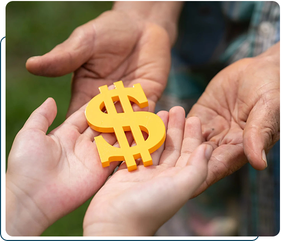 Hands of an adult and a kid
