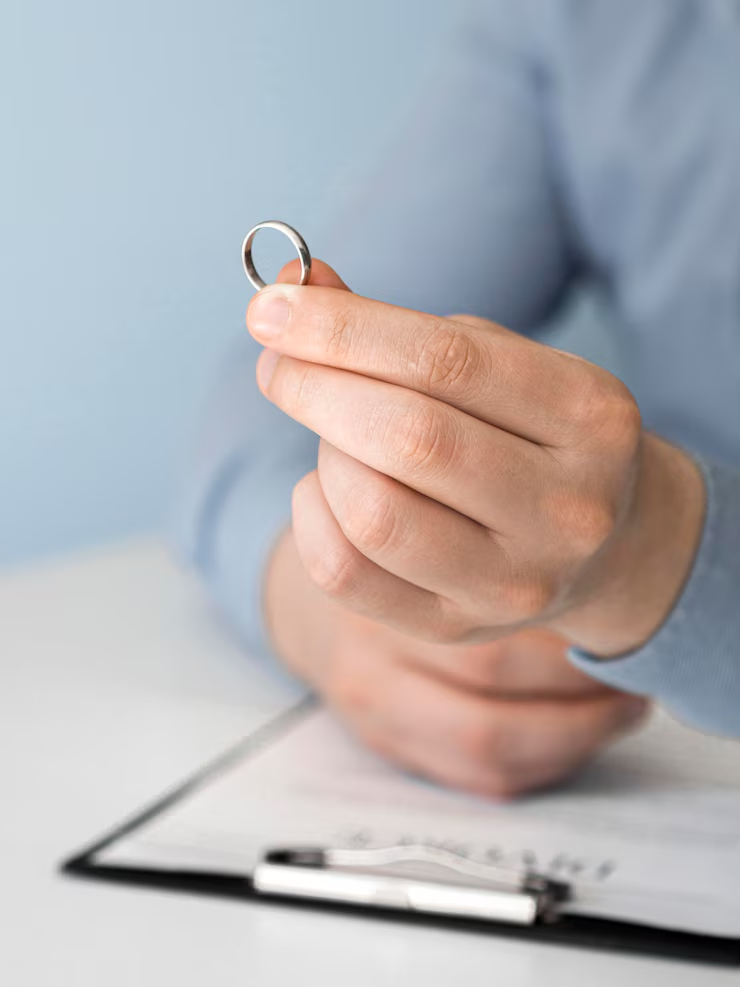 A person holding a ring