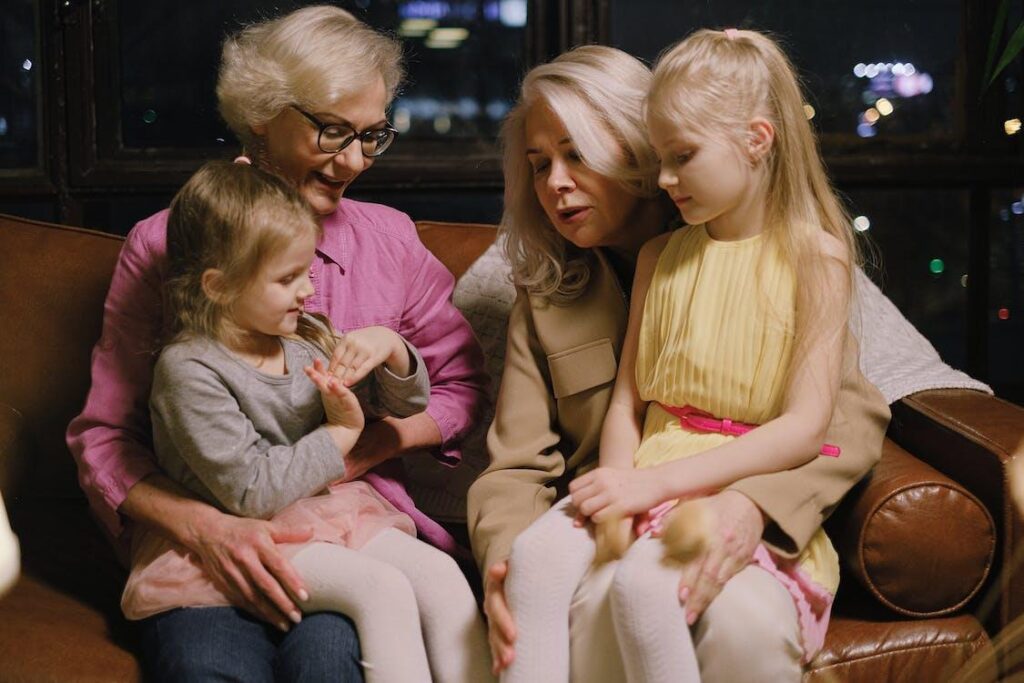 Two women with two kids