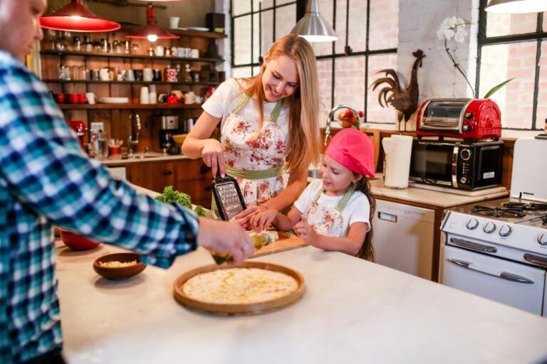 A family preparing a meal