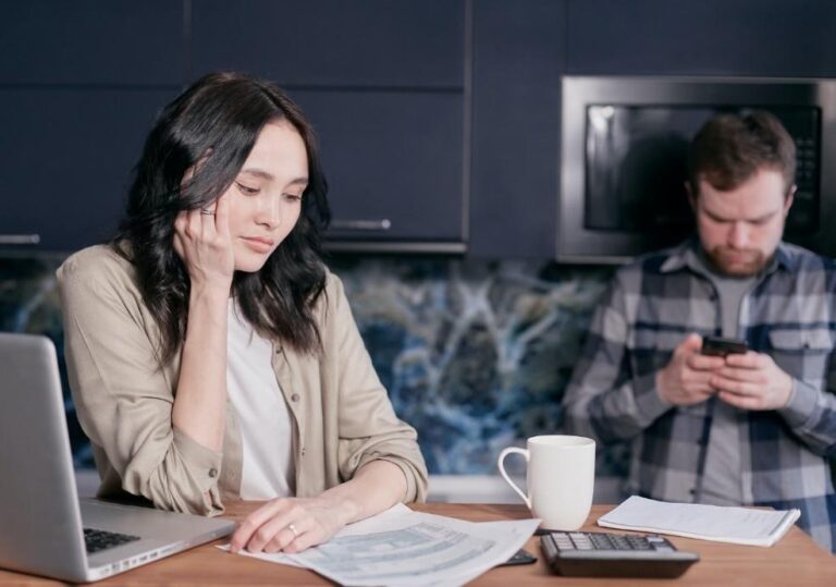 A couple reviewing documents