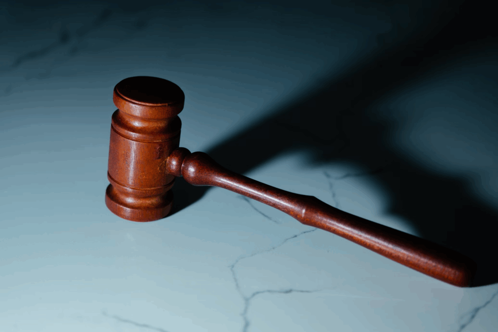 A wooden judge’s hammer