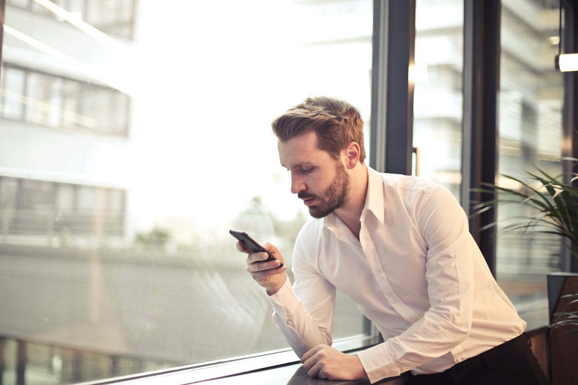 A man texting
