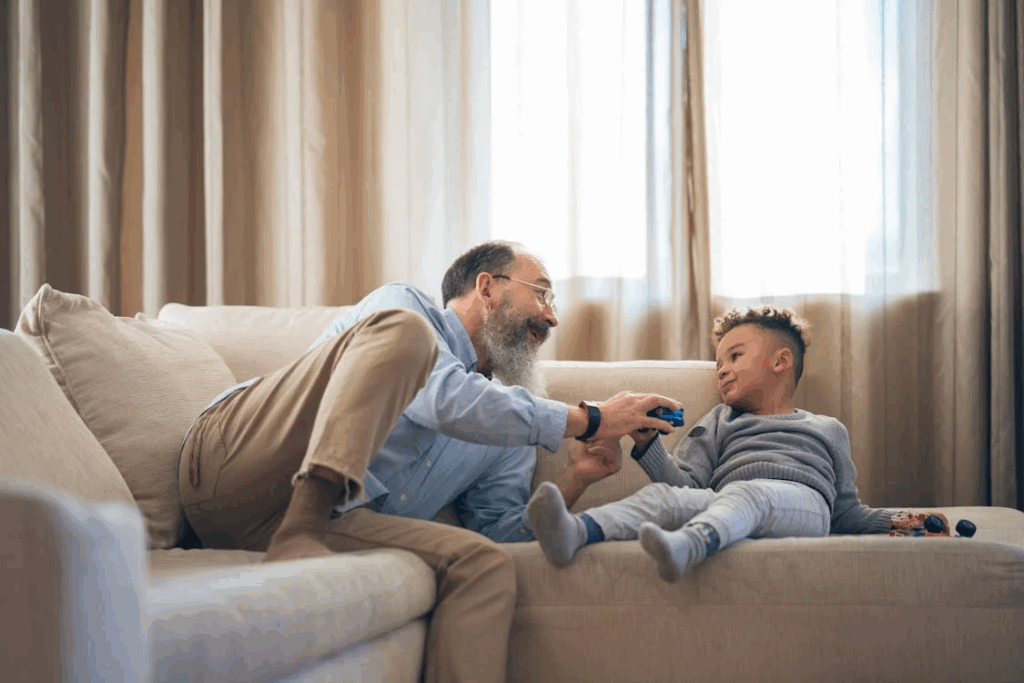 A grandfather with his grandson