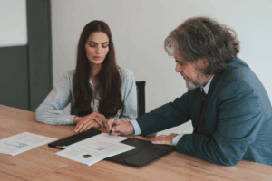 A client meeting with a Texas CPS lawyer to discuss legal options.