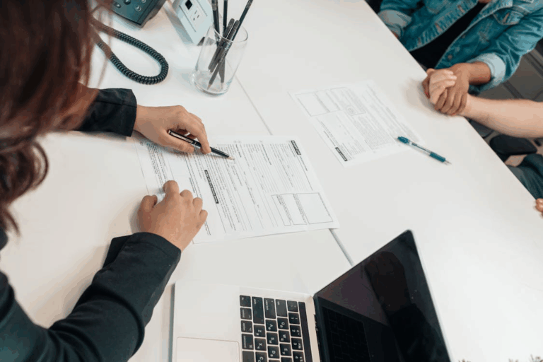 A child support lawyer advising a client