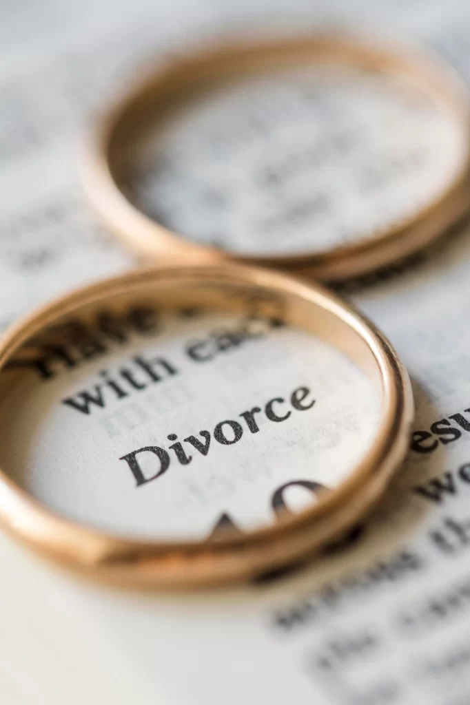 A word divorce is highlighted by putting a ring on it.