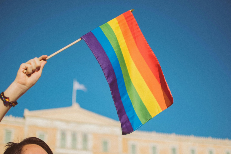 Rainbow LGBTQ flag symbol representing equality and legal rights for families