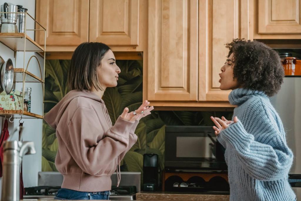 two women in the kitchen having an argument