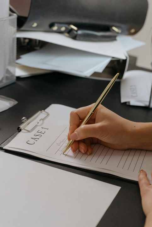 CPS investigator reviewing case notes during a family court investigation process in Texas