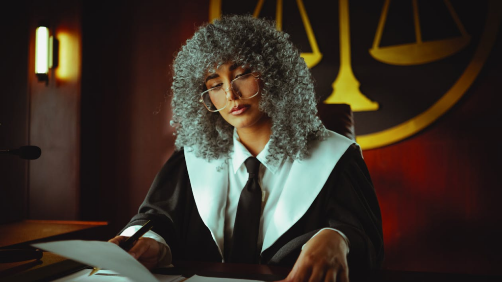 family court judge reviewing a custody schedule