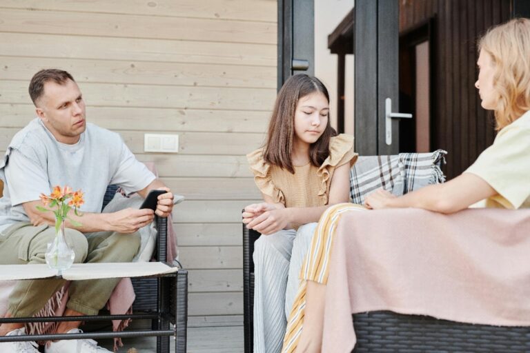 Parents talking to their child