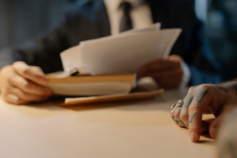 Parent reviewing custody paperwork during a consultation