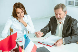 Client meeting with a family law attorney about spousal support
