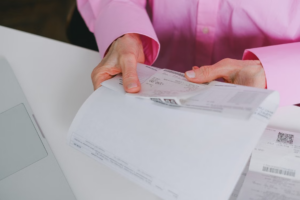 a bank statement close up