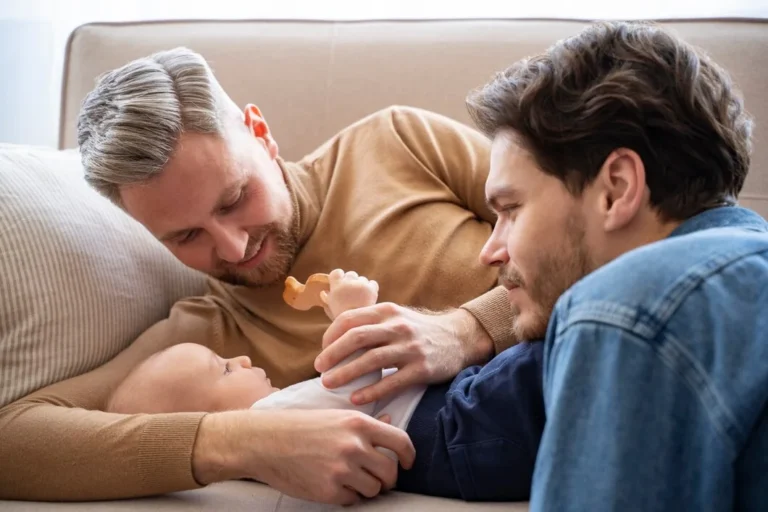 close up two dads baby