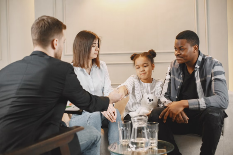 Family meeting with a mediator.