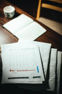 a stack of financial documents