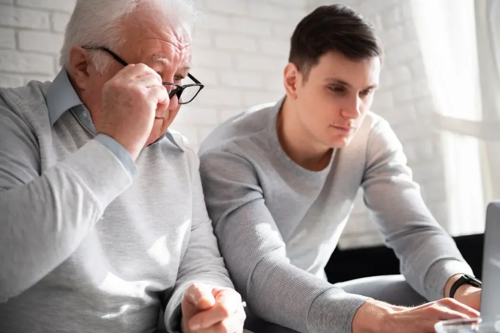 grand parent learning use digital divice